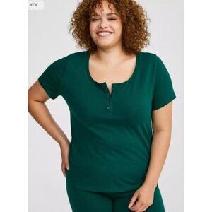 NWT Torrid Botanical Garden Green Foxy Henley Sleep Tee Size 3X Shirt